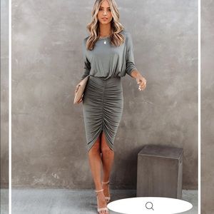 NWOT Vici opportunity long sleeve ruched dress